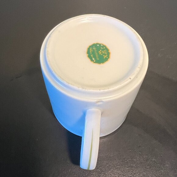 Vintage J.W.K. Bavaria, Germany Porcelain Cup  ~ Yellow & Purple Tulips ~ Floral - Picture 7 of 11